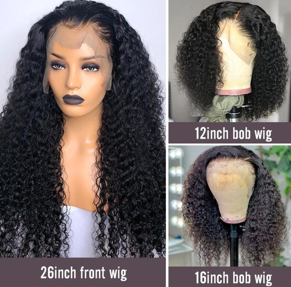 

13x6 lace front closure wigs loose deep wave brazilian remy human hair wigs 150 high density for black women6958437, Black;brown