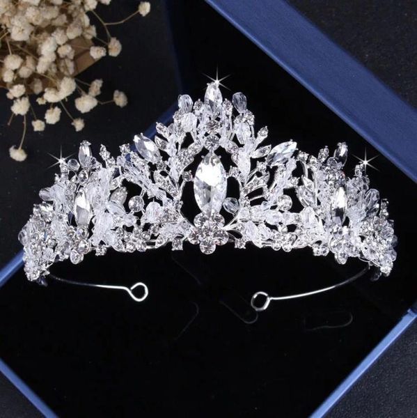 

handmade evening party accessories brand silver bridal wedding crystal crown rhinestone hair headband headpiece tiara prom pageant6507425, White