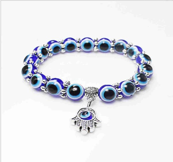 

lucky bracelet vintage blue eyes beads fatma hands men and women personality weird wrist ornaments1571305, Golden;silver