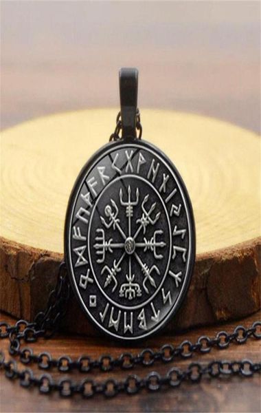 

pendant necklaces norse vikings men women jewelry gift vegvisir compass nordic runes odin chain necklace for amulet2551836, Silver