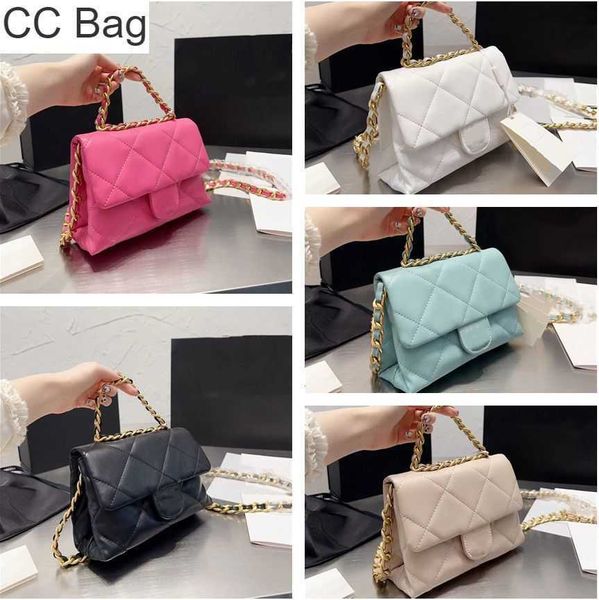 

cc bag 9a women 23b chain clutch flap bags designer lambskin leather quilted diamond luxurys handbags gold metal hardware wallets handle tot, White