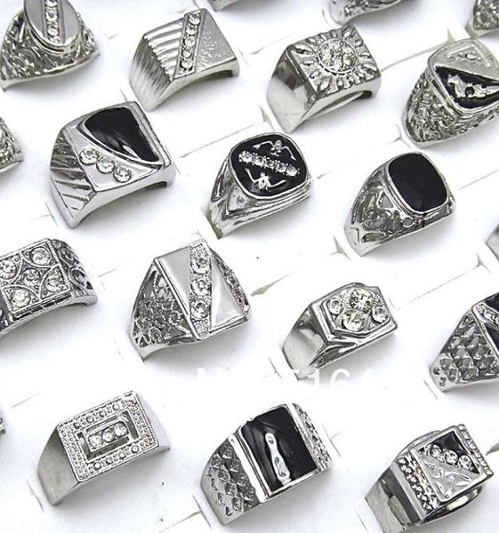 

selling 10pcs czech rhinestones enamel silver plated mens rings whole fashion jewelry6070683