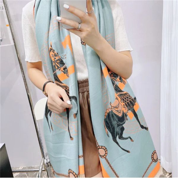 

luxury cashmere silk scarf fashion warm designer winter scarf 180*65cm brand letter print designer woman scarves, Blue;gray