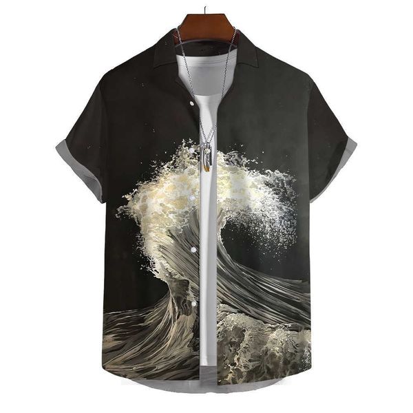 

men's short summer sleeve all over print lighthouse vacation custom men's shirt high street casual style mhy, White;black