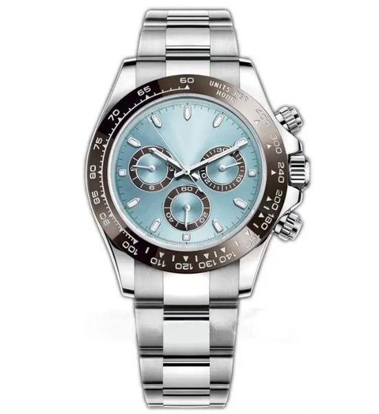 

mens watches automatic mechanical sapphire glass 40mm stainless steel have sky blue dial solid clasp montre de luxe super luminous movement, Slivery;brown