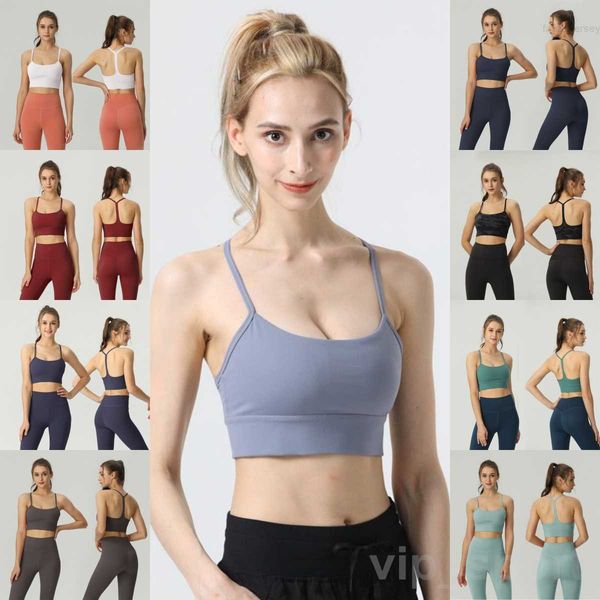 

lu align lu girl sport y style yogas bra shockproof with removable workout gathering fitness yoga vest athletic underwear wireless tanks wom, White;red