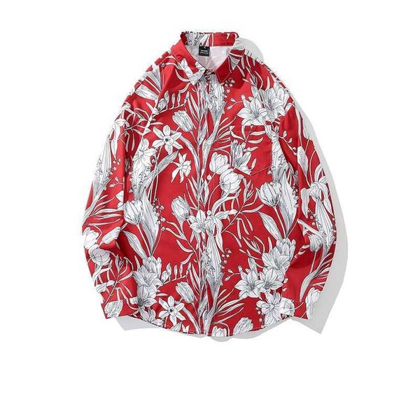 

white flowers fullprinted longsleeved shirt lovers casual flower shirt oem custom retro men and women loose woven customizable vrcu, White;black