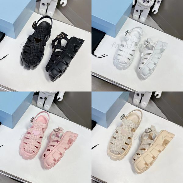 

designer sandals women monolith fiber woven sandals thick sole beach roman sandal matching elevated shoes summer matsute platform slipper, Black
