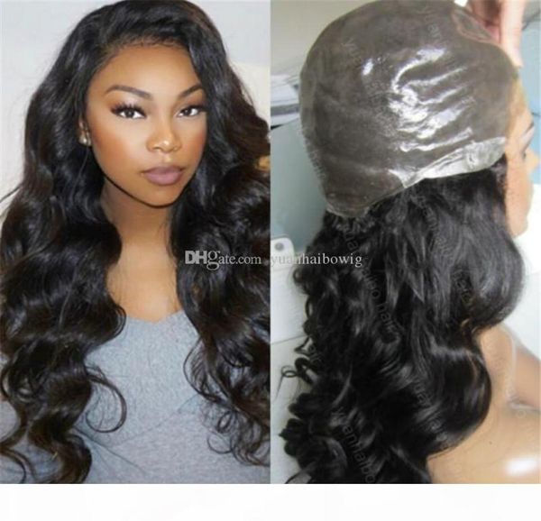 

thin skin wig virgin malaysian human hair loose wave full pu wig for black women 3610947, Black;brown