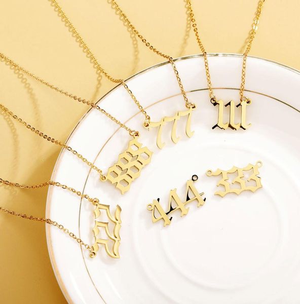 

angel number necklace 111 222 333 444 555 666 777 888 999 silver old english gold numbers necklaces stainless steel numerology jew5907009