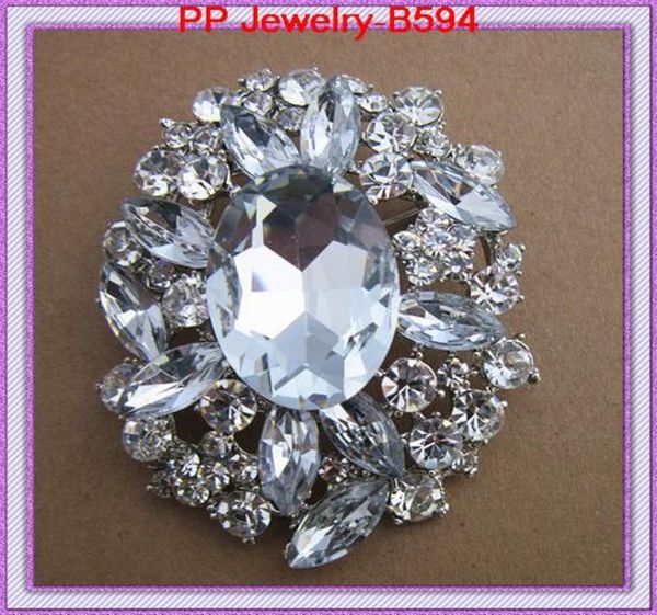 

silver plated huge crystal big brooch clear rhinestone crystal wedding broach pins b594 stunning clear diamante big brooch pin6541297, Gray