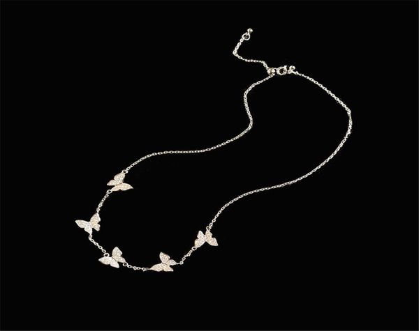 

2021 fashion exquisite diamonds four leaf clover butterfly pendant crystals clavicle chain necklace 18k gold for womengirls weddi9458760, Silver