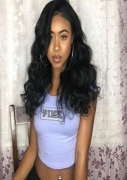 

hd lace wig human hair body wave wavy full lace wigs bleachable natural black lace 130density front wig9376050, Black;brown