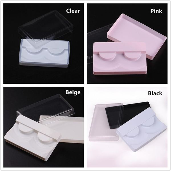 

3 in 1 transparent white pink plastic eyelashes packaging box false eyelash tray storage cover set case transparent lid clear tray5385626
