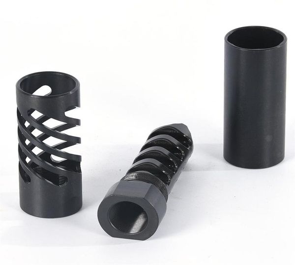 

223 556 muzzle device 12x28 thread with spiral cut shroud and outer sleeve muzzle brake4583961