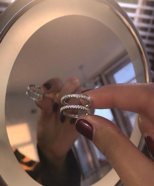 

simple fashion jewelry real 925 sterling silver ins selling pave white sapphire cz diamond eternity women wedding engagement r8475178, Slivery;golden