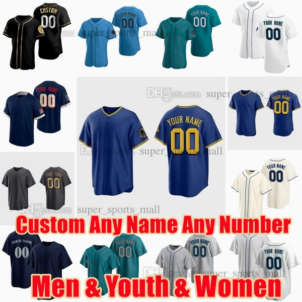 

custom s-6xl ichiro suzuki baseball jersey luis castillo edgar martinez kyle lewis julio rodriguez ken griffey jr matt brash diego castillo, Blue;black