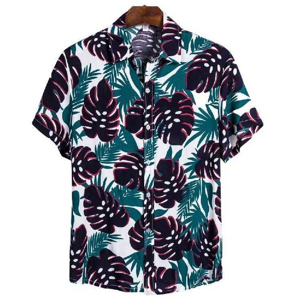 

short sleeve men's button up shirt custom summer aloha hawaiian casual beach shirts floral shirt ghk, White;black