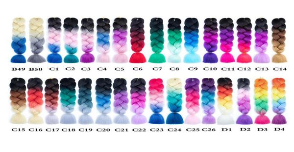 

ombre three colors synthetic braiding hair 24inches factory jumbo braids kanekalon xpression braiding hair crochet braids ha2467461, Black
