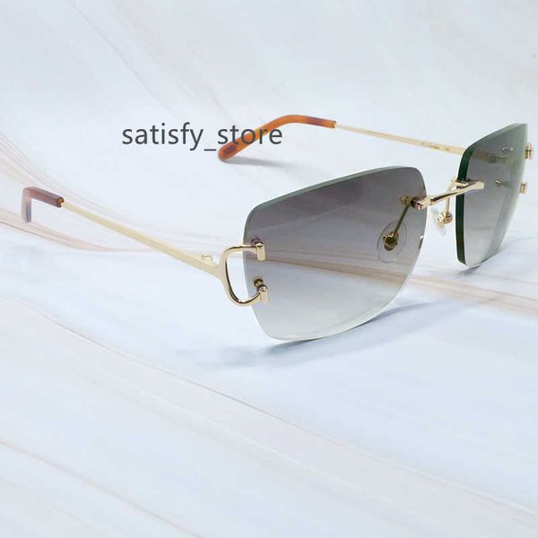 

big wire c carter sunglasses men and women rimless luxury designer accessories fashion vintage driving sun shades gafas de sol hombre, Black
