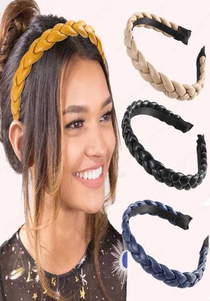 

pu braided headband fashion hair accessories for hair solid color korean s hairband women girls bezel hair hoop headwear6257954, Slivery;white