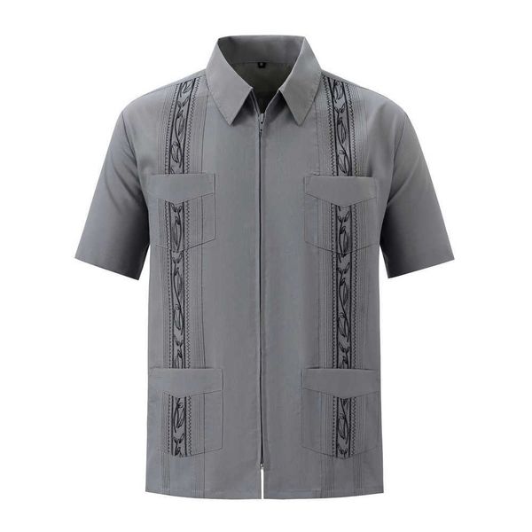 

factory customized oem fashion men's shirts indian styles puerto rican style full zipper guayaberas shirts uqs, White;black
