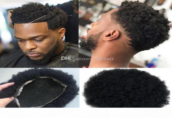 

men wig mens hairpieces afro curl full lace toupee jet black color 1 brazilian human hair system men hair replacement for black m2027992