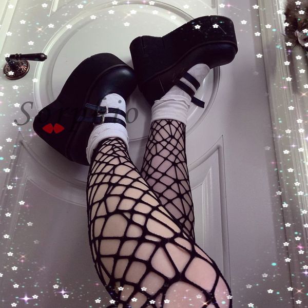 

2021 dropship goth girls pumps for women buckle platform wedges mary janes pumps lolita cute sweet summer spring new shoes, Black