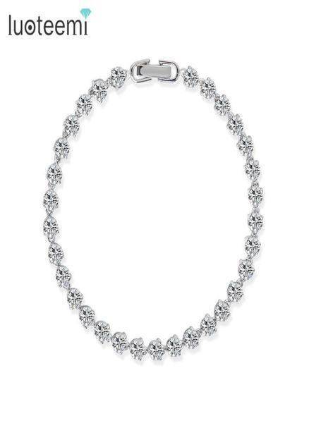 

luoteemi brand new jewelry 3prongs clear czstone bracelets bangles luxury romantic women wedding bracelet jewelry accessories6101380, Golden;silver