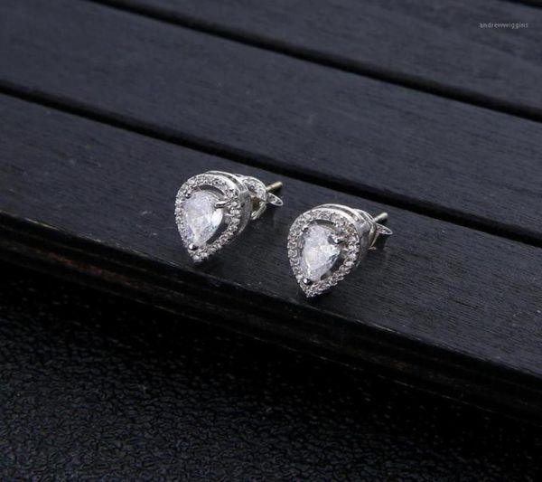 

stud luxury clear white water dropsquare shape full cubic zirconia earrings for party bridal engagement jewelry16278270, Golden;silver