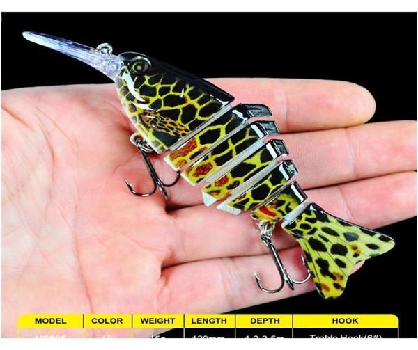 

new multi jointed fishing lure 7 segments jerkbait 112cm 14g realistic swimming bass wobbler bait 6 jllarf sport777775765059