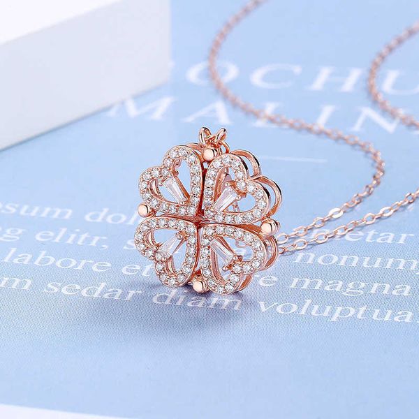 

two worn four leaf clover necklace new fashion love neck jewelry design feeling collarbone chain women, Black