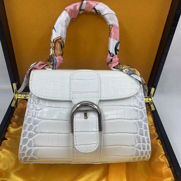 

brand designer bags tote bags belgian delvo crocodiles patterned layer cowhides for women's high-end brand bright color glossy leather