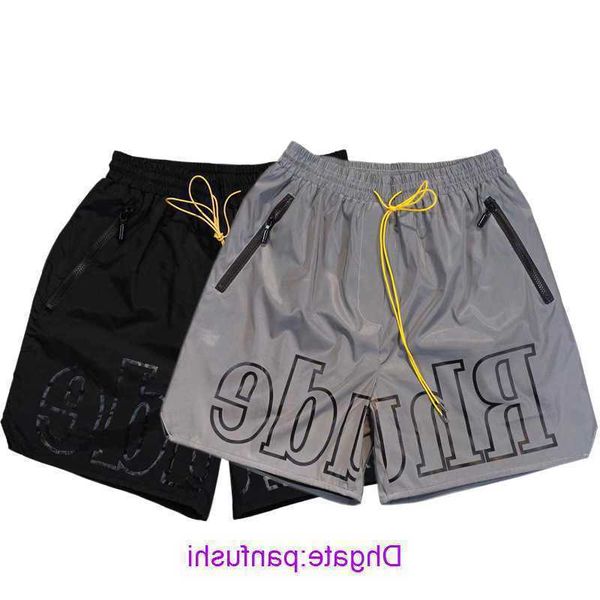 

wholesale designer rhude sport shorts for sale rhude 22ss new york limited letter 3m reflective printed shorts hip hop casual pants summer k, White;black