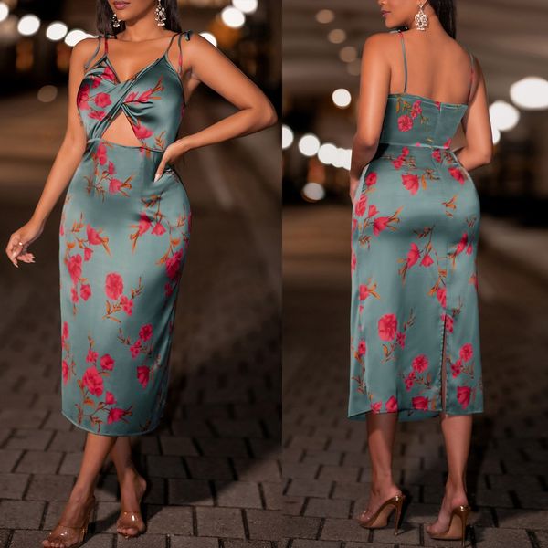 

2023 ladies casual printed sling casual dress, White;black