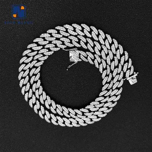 

wholesale price iced out prong set cubic zirconia diamond miami hip hop necklaces cuban link chain, Silver
