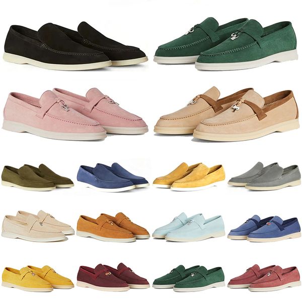 

loro piana loro piana women 2023 men casual shoes summer charms walk suede designer sneakers leather loafers pink loropiana loafer outdoor s, Black