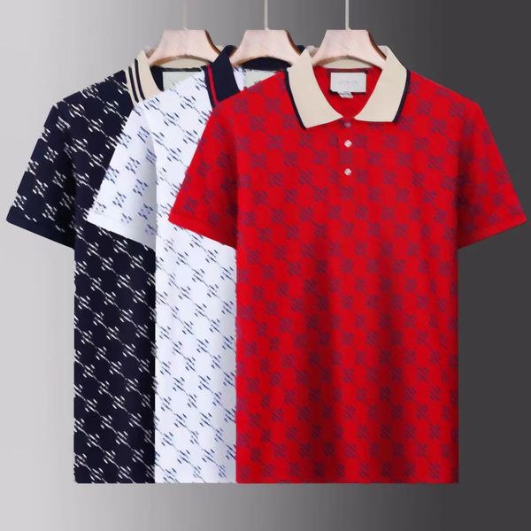 

men's polos t-shirt designer polo classical summer t-shirt fashion trend cotton t-shirt lapel geometric letter printing m-3xl, White;black