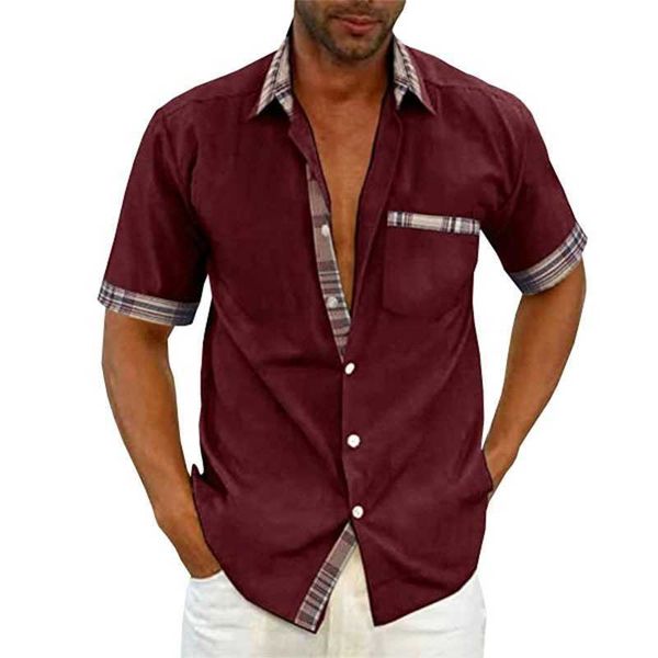 

summer new men's shirt lapel short sleeve zoez, White;black