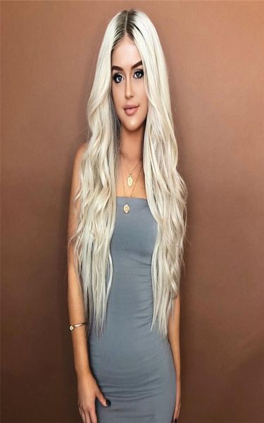 

shuowen 26 inches deep wave synthetic remy hair wig light blonde simulation human hair pelucas wave wigs wig1489868214, Black