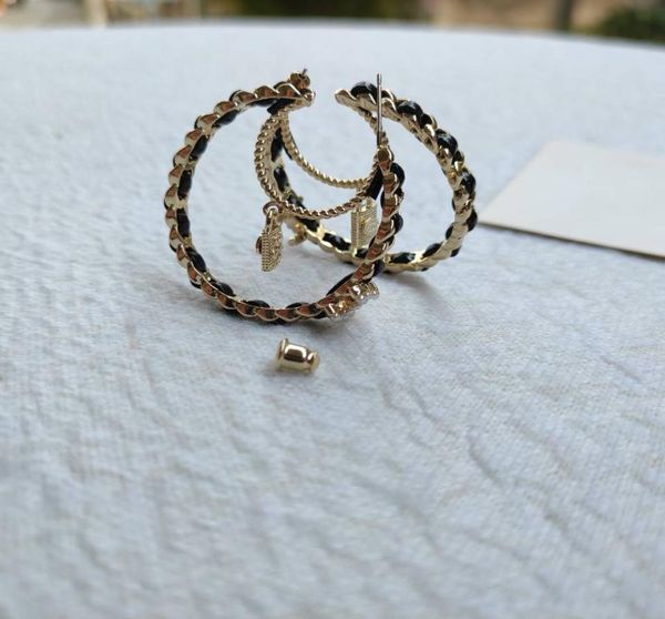 

metal hoop earring accessories with leather fashion c symbol retro designer earring5538874, Golden