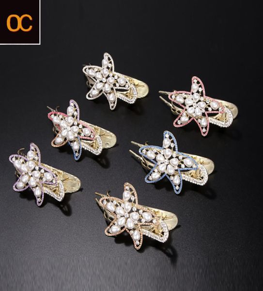 

old cobbler female hairpin pins headdress metal clip inlaid crystal three teeth card issuance back head gripper dish up duckbill c5866173, Black;brown