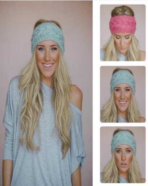 

31 colors fashion warmer headbands for women women039s wool crochet headband knit hair band flower winter 20194748542, Black;brown