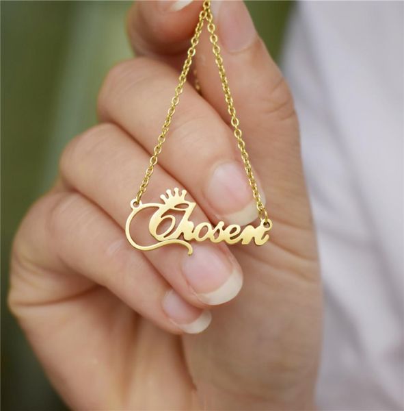 

european and american popular exquisite crown letter chosen stainless steel necklace3173670, Silver