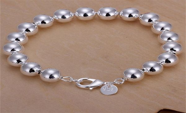 

10pcslot whole 925 sterling silver plated 10m bead bracelet solid lknspch1368384609, Black