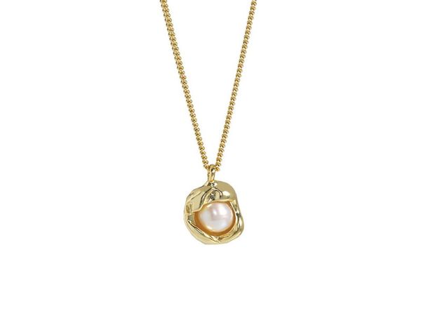 

925 sterling silver necklace pendants for women new simple irregular pendant inlay natural freshwater pearl necklaces6844109