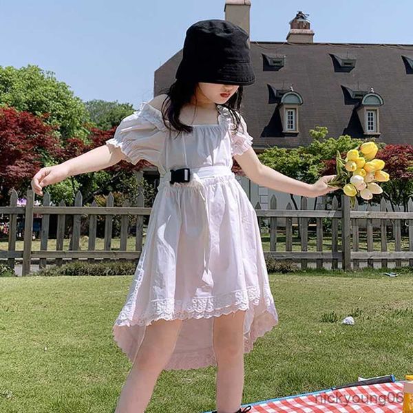 

girl's dresses summer girls' dress dovetail fashion belt lace-trimmed sleeves baby kids children's clothing r230607, Red;yellow