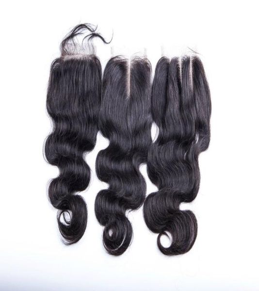 

brazilian virgin human hair weave closures body wave straight natural black 35x4 lace closures three middle part4236409, Black;brown