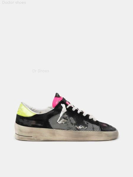 

women's star small dirty shoes designer version luxury italian retro pure handmade limited edition stardan sneakers in fuchsia and, Black