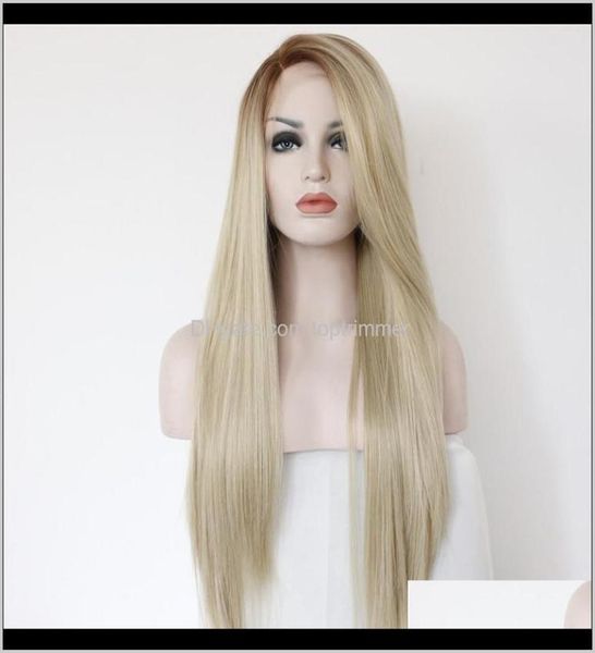 

products drop delivery 2021 zf lace front blonde human hair wigs 26inch synthetic high grade black and european style straight wi7669136